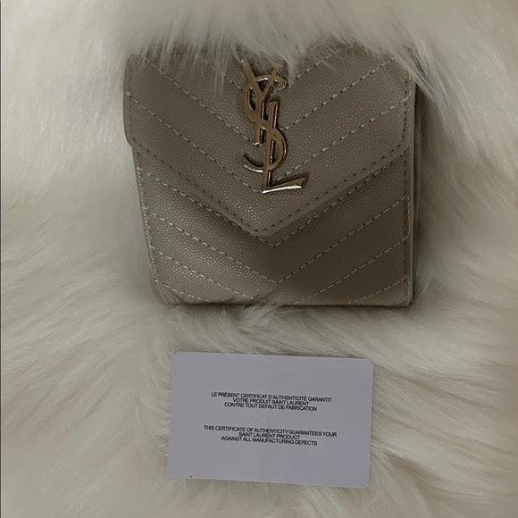 Yves Saint Laurent Taupe Quilted Leather Wallet - Picture 5 of 5